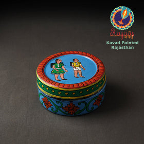 Blue Kavad Handpainted Stainless Steel Multi Utility Container