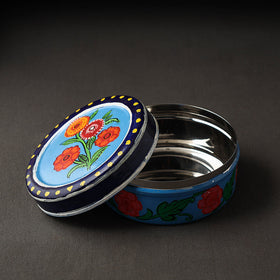 Blue Kavad Handpainted Stainless Steel Multi Utility Container