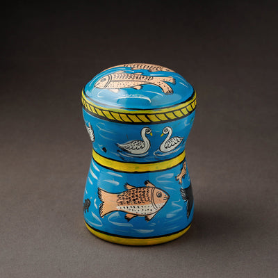 Blue Kavad Handpainted Stainless Steel Multi Utility Canister