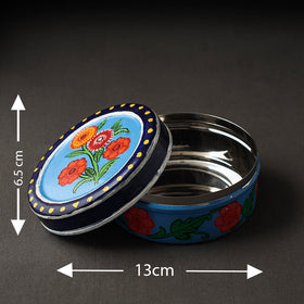 Blue Kavad Handpainted Stainless Steel Multi Utility Container