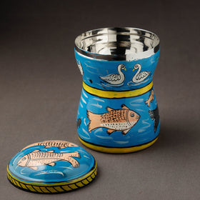 Blue Kavad Handpainted Stainless Steel Multi Utility Canister