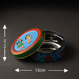 Blue Kavad Handpainted Stainless Steel Multi Utility Container