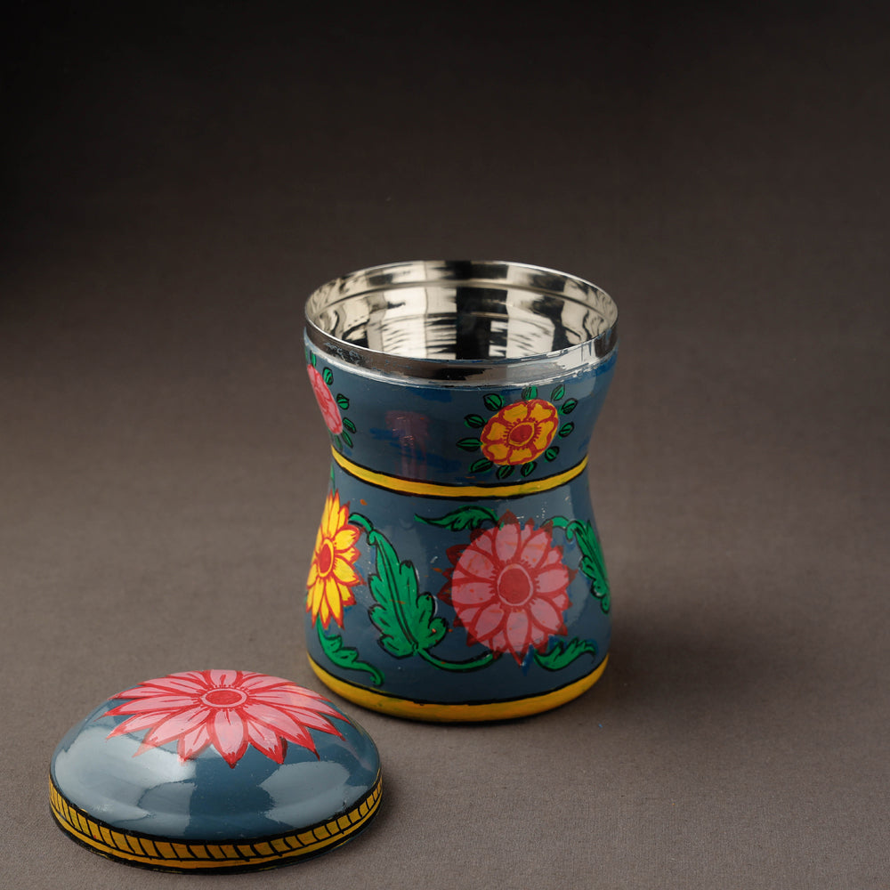 Blue Kavad Handpainted Stainless Steel Multi Utility Canister