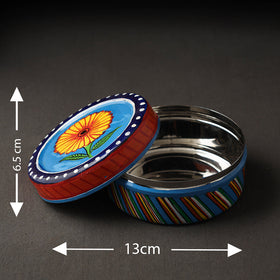 Blue Kavad Handpainted Stainless Steel Multi Utility Container