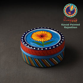 Blue Kavad Handpainted Stainless Steel Multi Utility Container