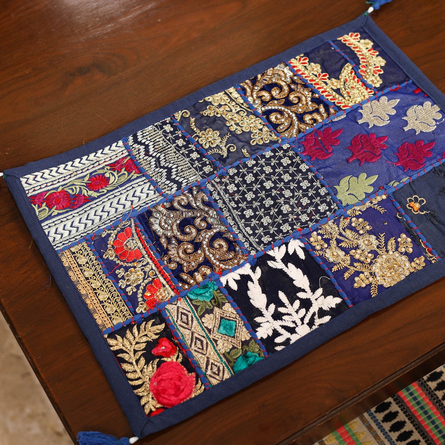 Blue - khambadiya patchwork cotton table mats (set of 6) 01