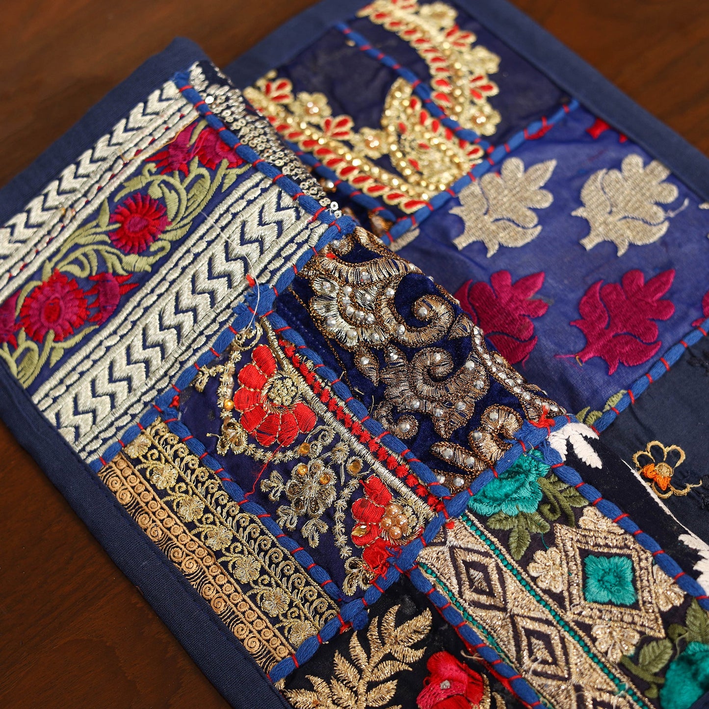 Blue - khambadiya patchwork cotton table mats (set of 6) 01