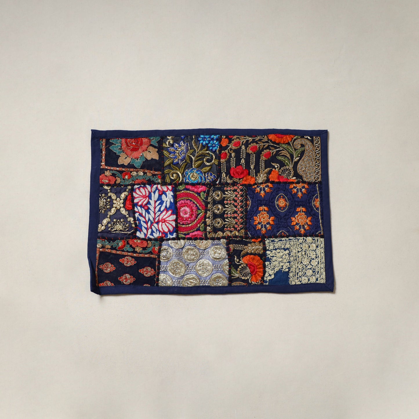 Khambadiya patchwork table mat (12 x 18 in) 17 - handcrafted
