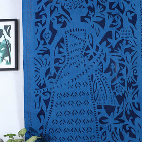 Blue King Cutwork Cotton Barmer Applique Window Curtain