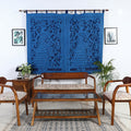 Blue King Cutwork Cotton Barmer Applique Window Curtain