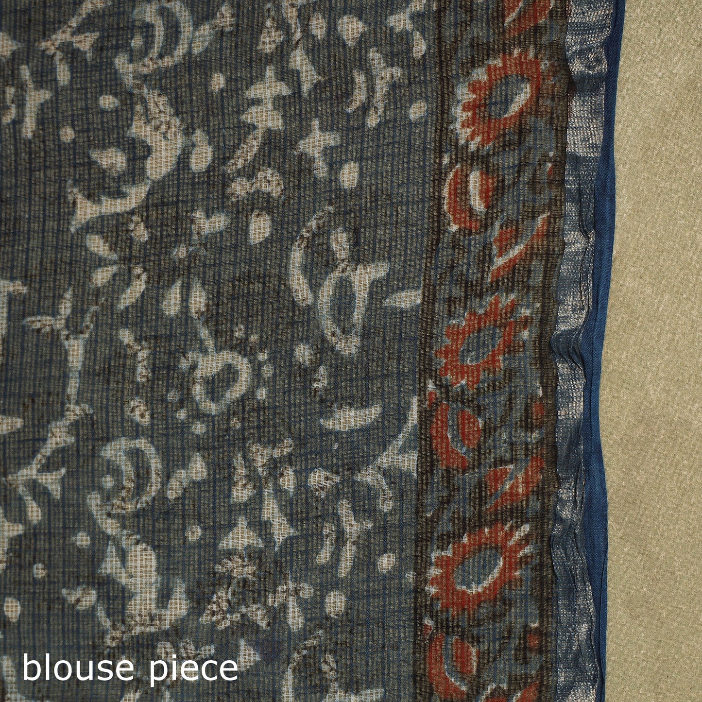 Blue - kota doria cotton bagru saree 13 - handcrafted