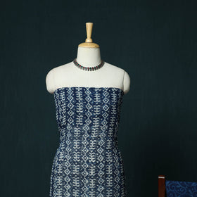 Blue - kota doria cotton hand block indigo bagru print 3pc