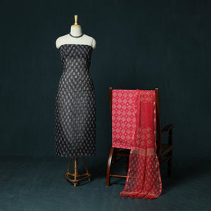 Kota doria cotton hand block jaipur print 3pc unstitched