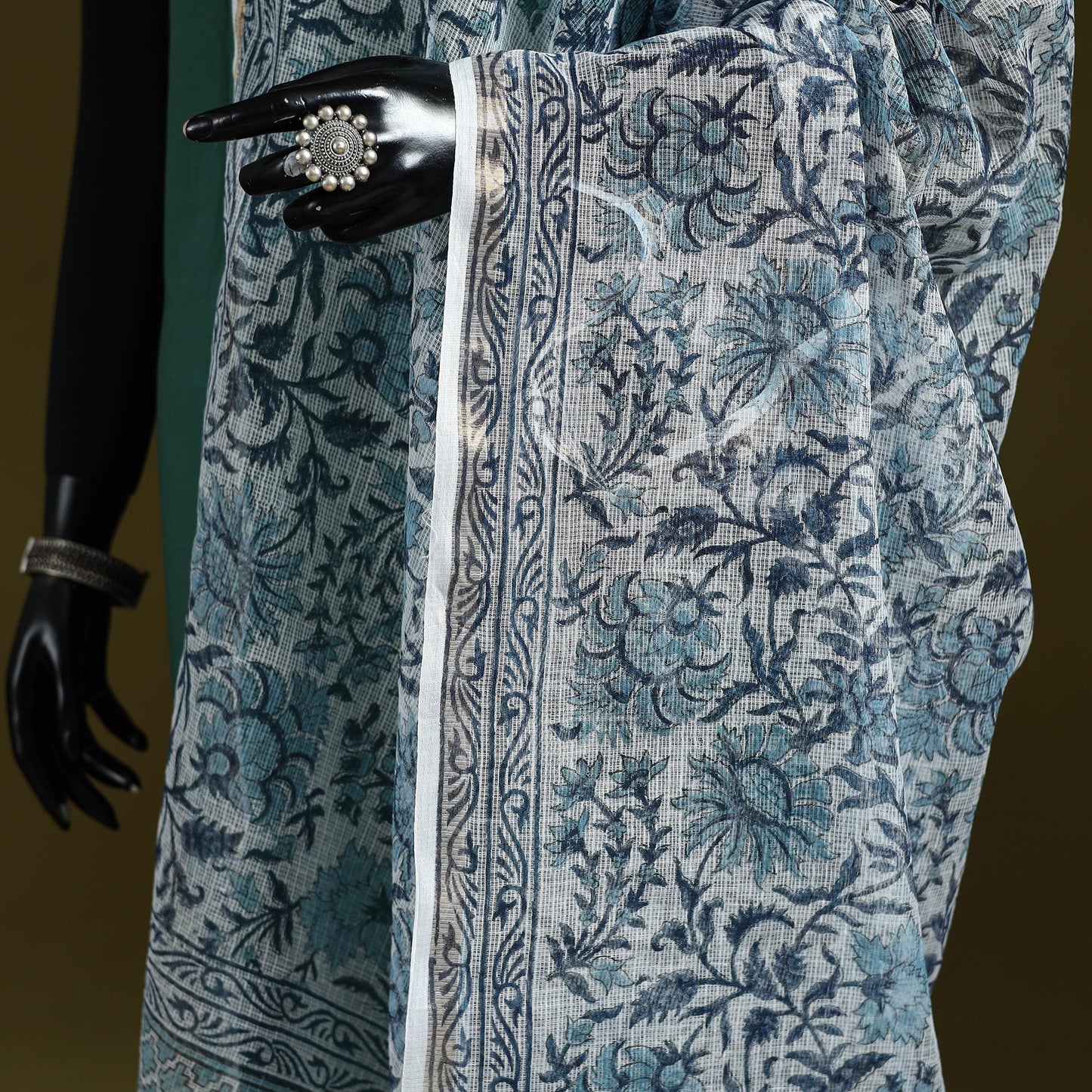 Kota doria cotton hand block print sanganeri floral dupatta