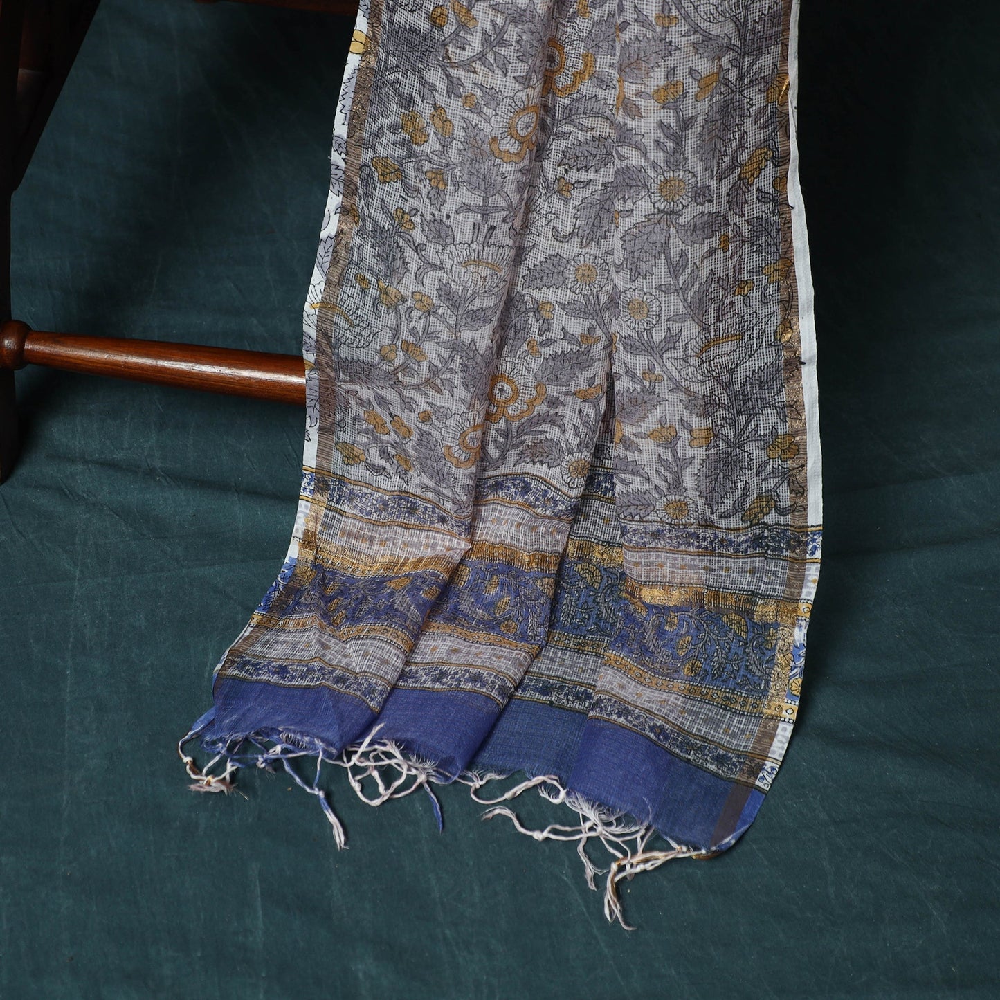 Kota doria cotton hand block sanganeri print 3pc unstitched