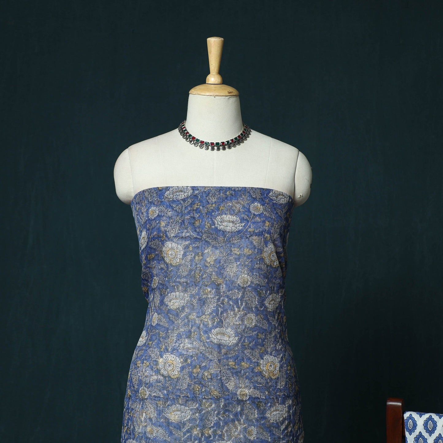 Kota doria cotton hand block sanganeri print 3pc unstitched