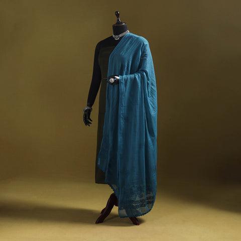 Blue - kota doria cotton hand embroidered lucknowi