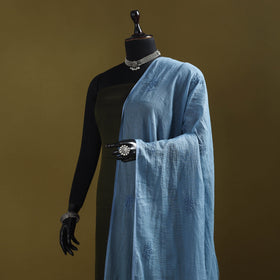 Blue - kota doria cotton hand embroidered lucknowi