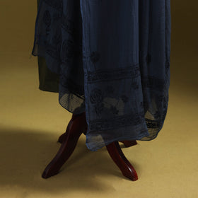 Blue - kota doria cotton hand embroidered lucknowi