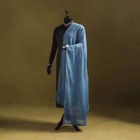 Blue - kota doria cotton hand embroidered lucknowi