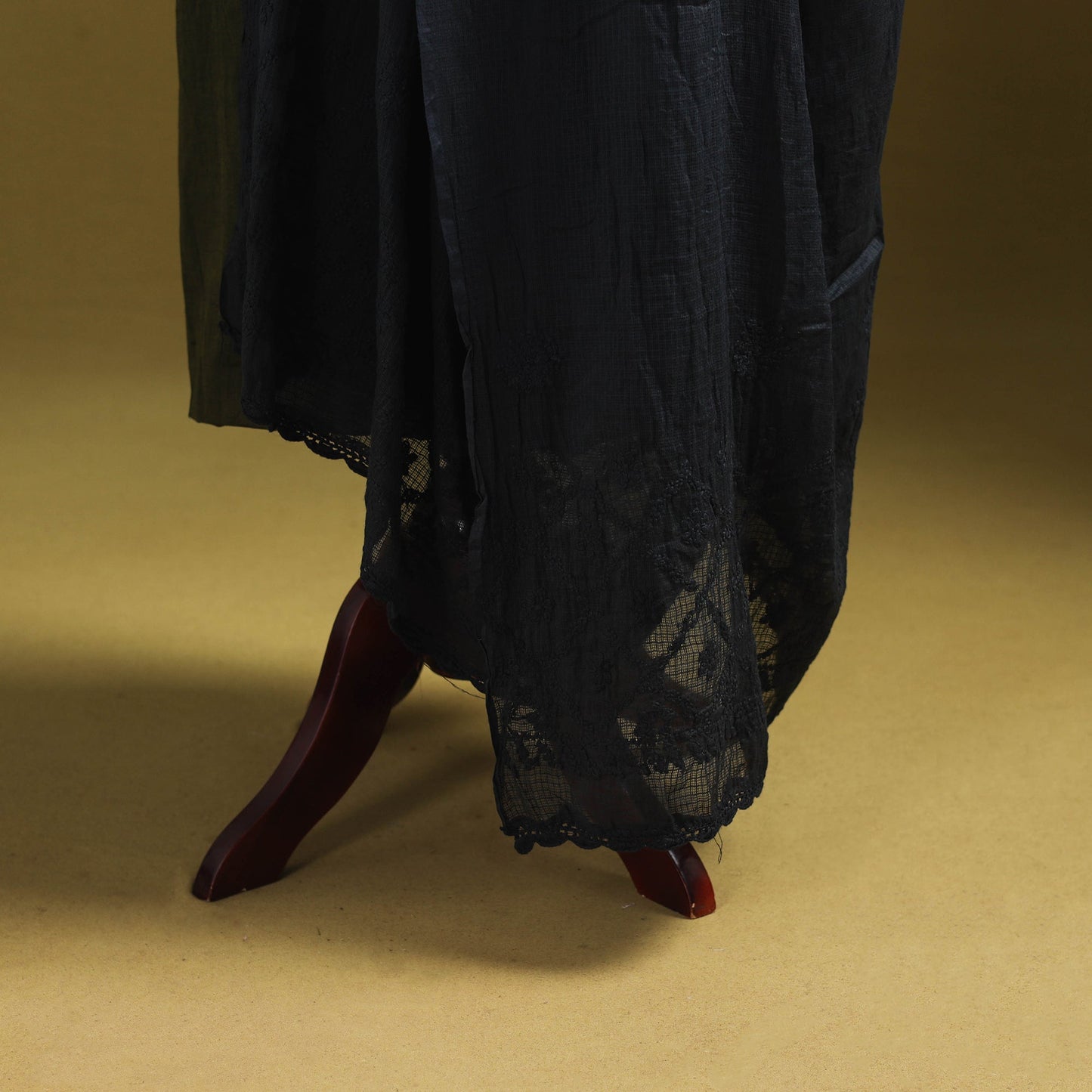 Blue - kota doria cotton hand embroidered lucknowi