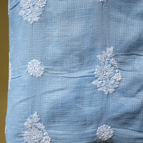Blue - kota doria cotton lucknow chikankari 2pc unstitched