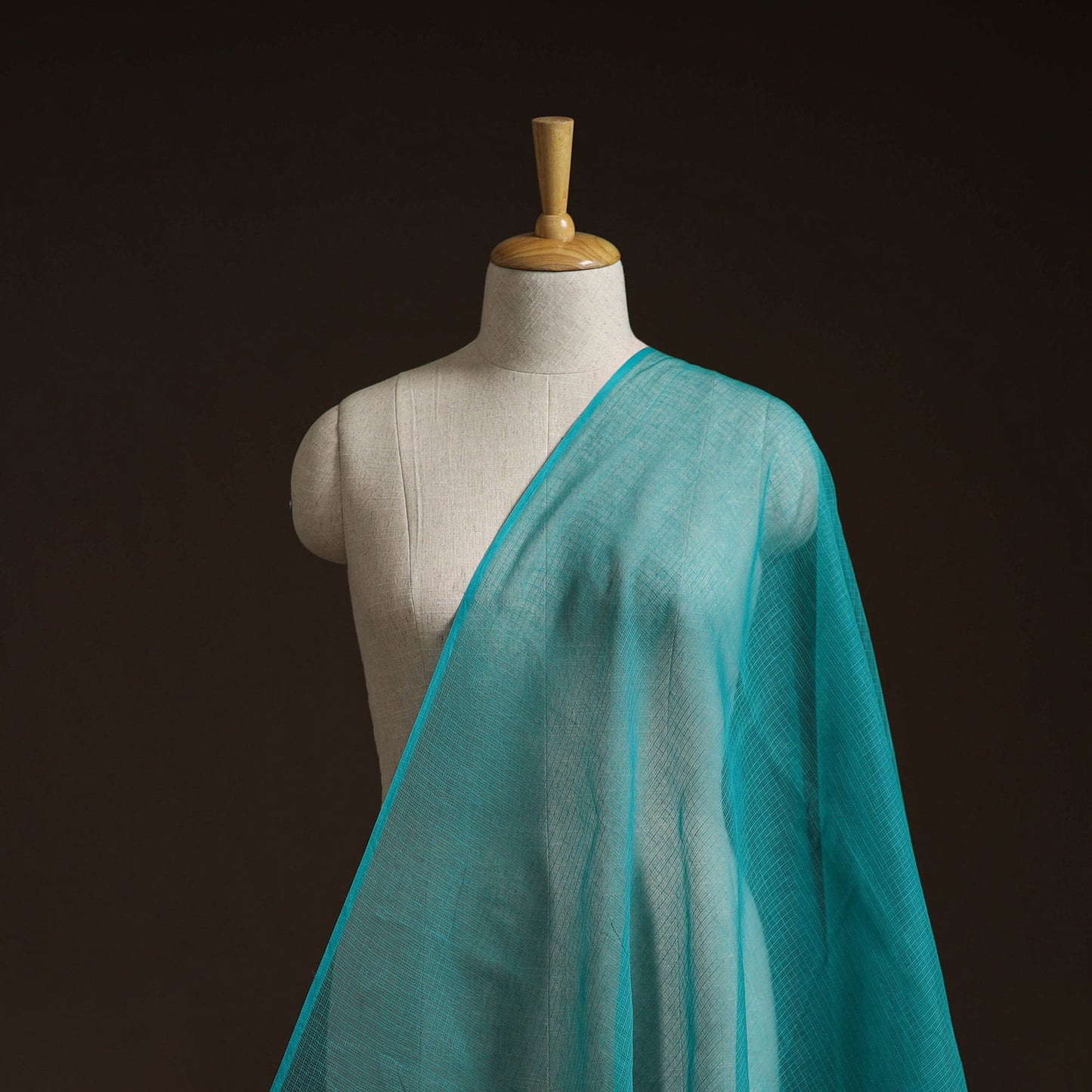 Blue - Kota Doria Cotton Plain Fabric 04