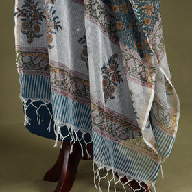 Blue - kota doria cotton sanganeri floral dupatta 26