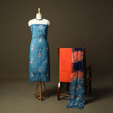 Kota doria cotton shibori tie-dye 3pc unstitched dress