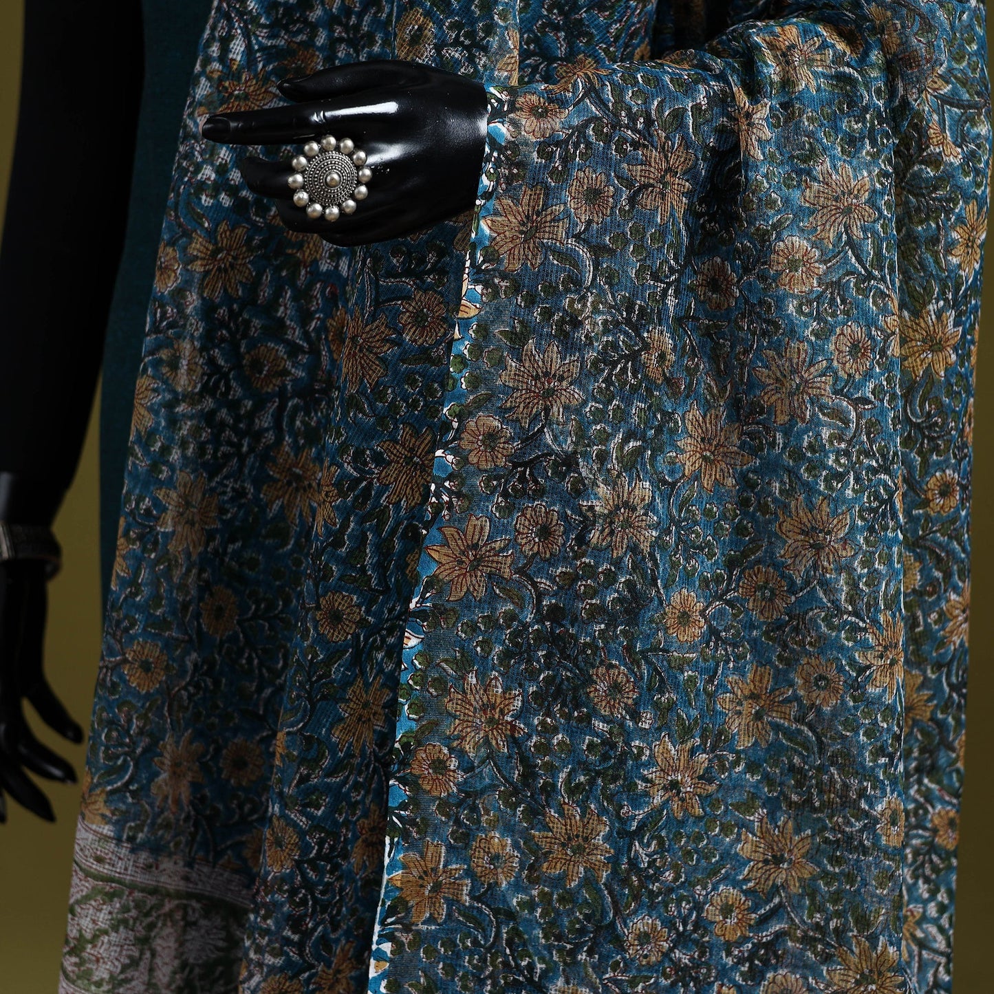 Kota doria silk cotton sanganeri floral dupatta 52