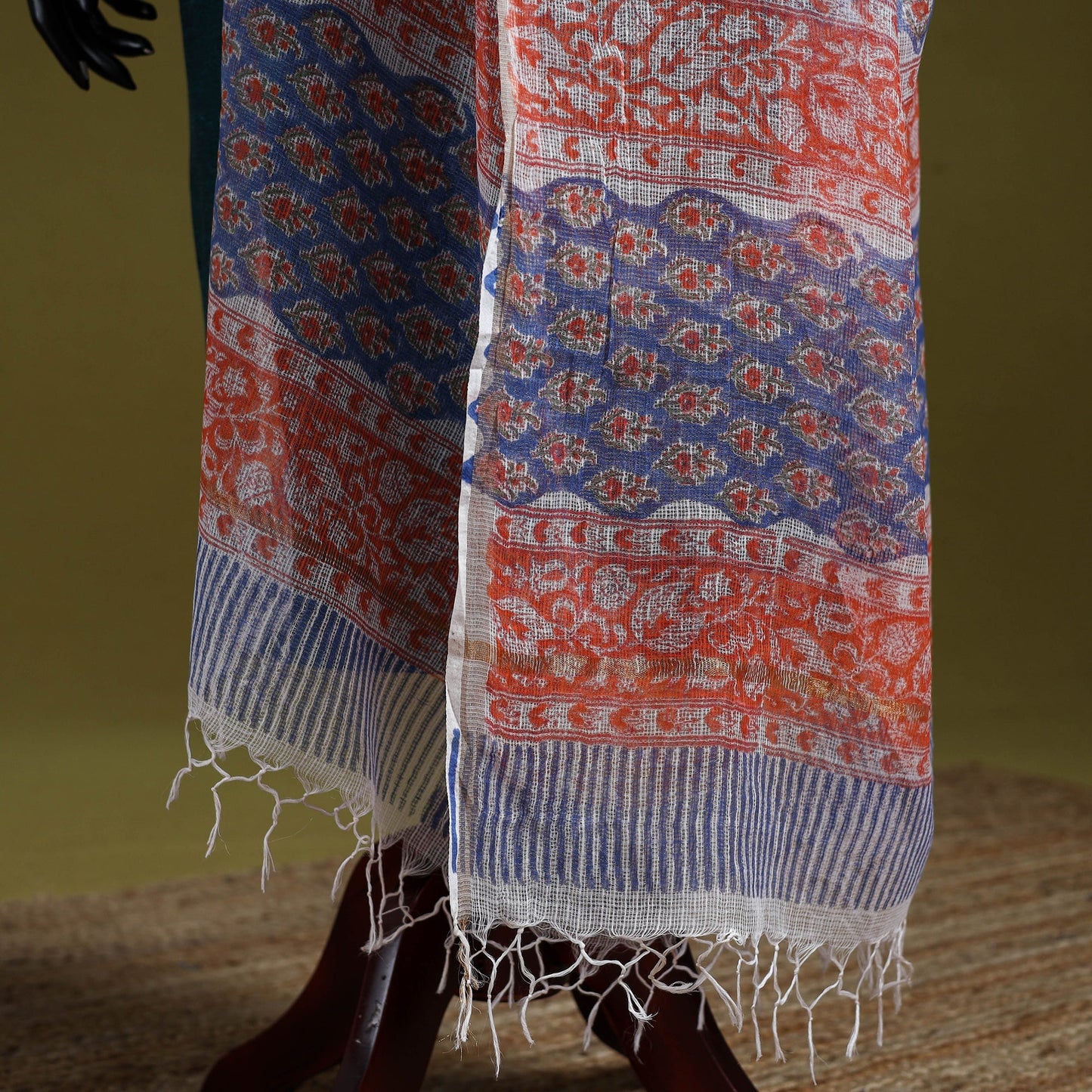 Kota doria silk cotton sanganeri floral dupatta 54