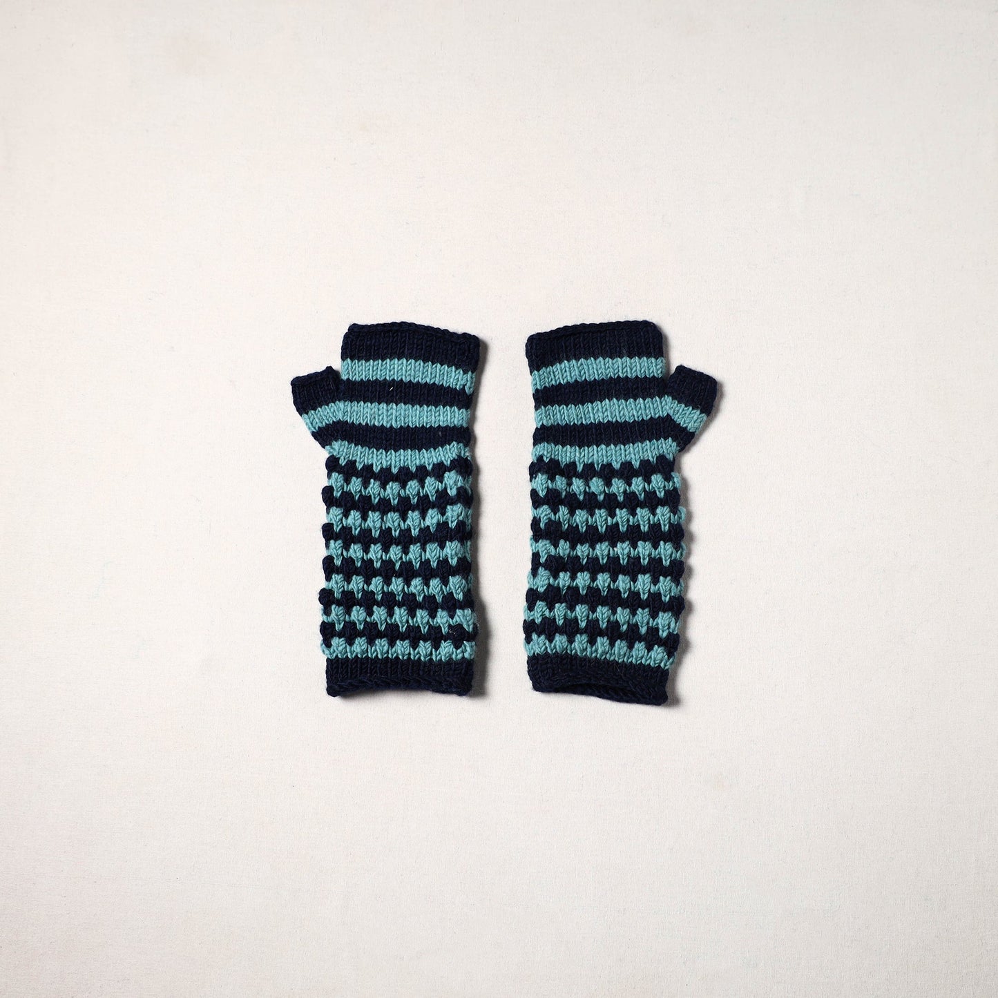 Blue - kullu karishma hand knitted merino wool gloves