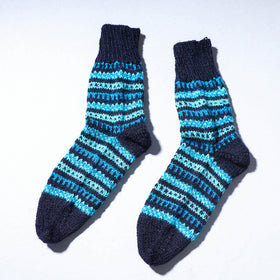 Blue Kumaun Hand Knitted Woolen Socks (Adult)