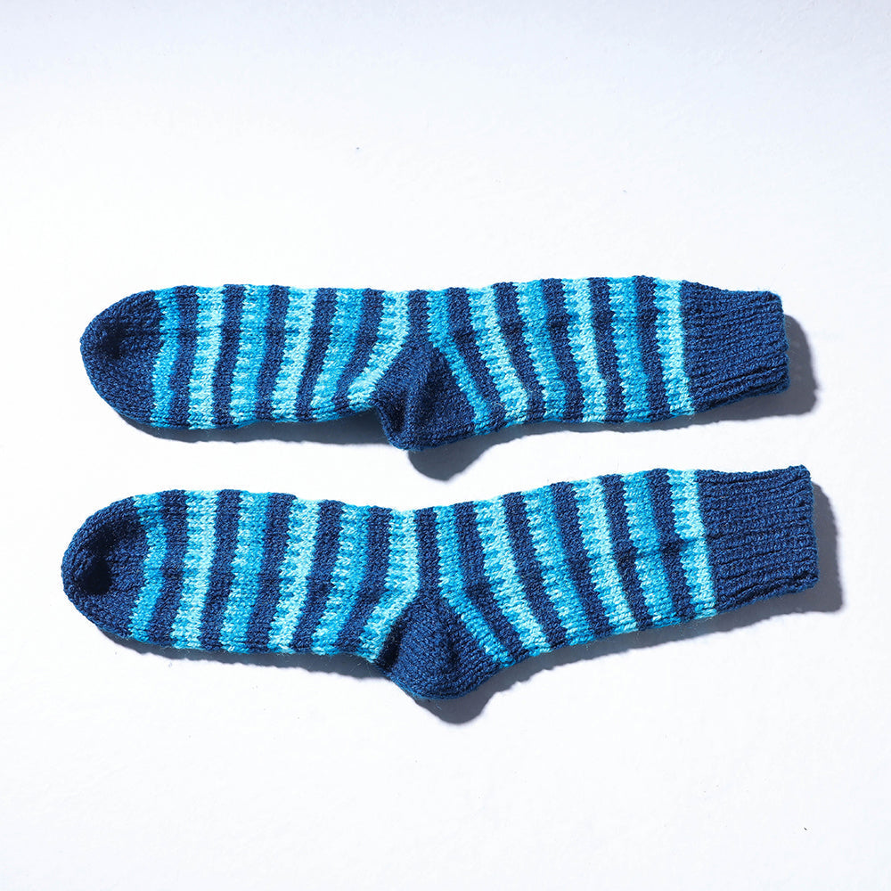 Blue Kumaun Hand Knitted Woolen Socks (Adult)