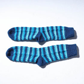 Blue Kumaun Hand Knitted Woolen Socks (Adult)