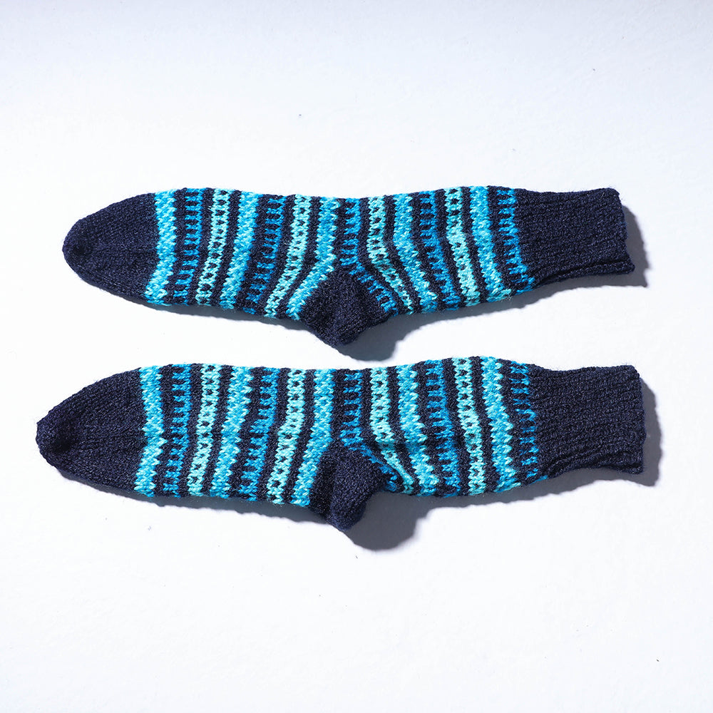 Blue Kumaun Hand Knitted Woolen Socks (Adult)