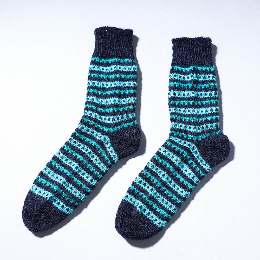 Blue Kumaun Hand Knitted Woolen Socks (Adult)