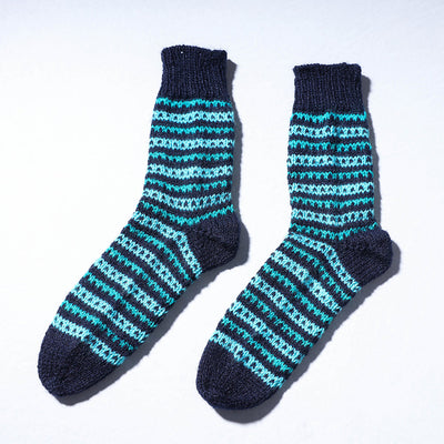 Blue Kumaun Hand Knitted Woolen Socks (Adult)