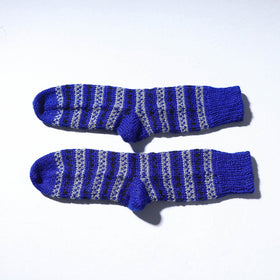 Blue Kumaun Hand Knitted Woolen Socks (Adult)