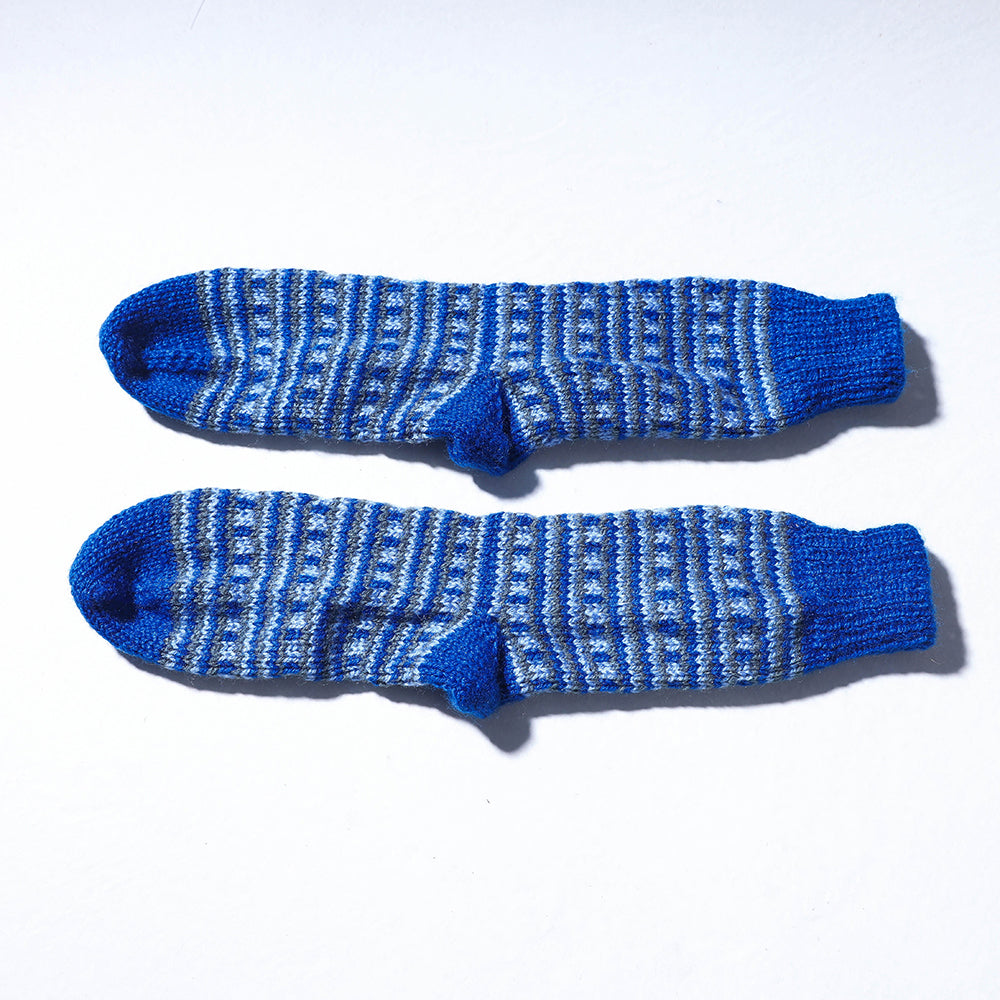 Blue Kumaun Hand-knitted Woolen Socks (Adult)