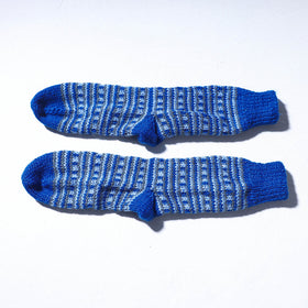 Blue Kumaun Hand-knitted Woolen Socks (Adult)