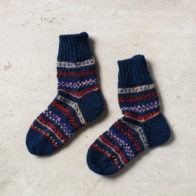  Blue Kumaun Hand Knitted Woolen Socks - Kids