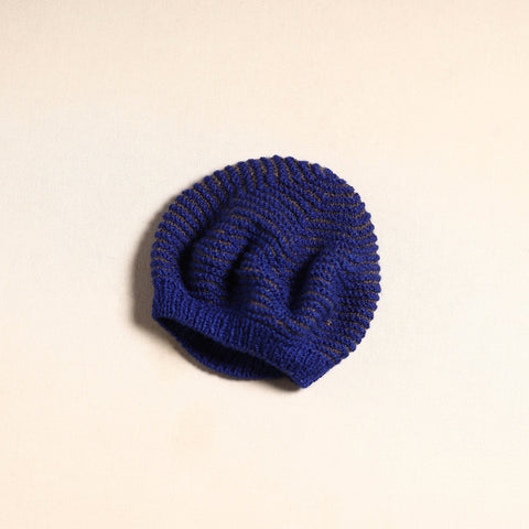 Blue - kumaun hand knitted woollen beret cap 34