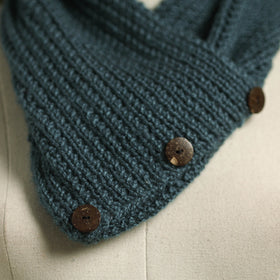 Blue - kumaun hand knitted woollen button cowl 24