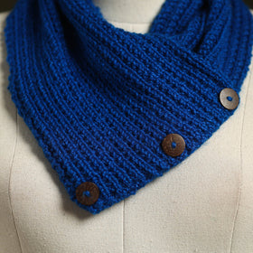 Blue - kumaun hand knitted woollen button cowl 29