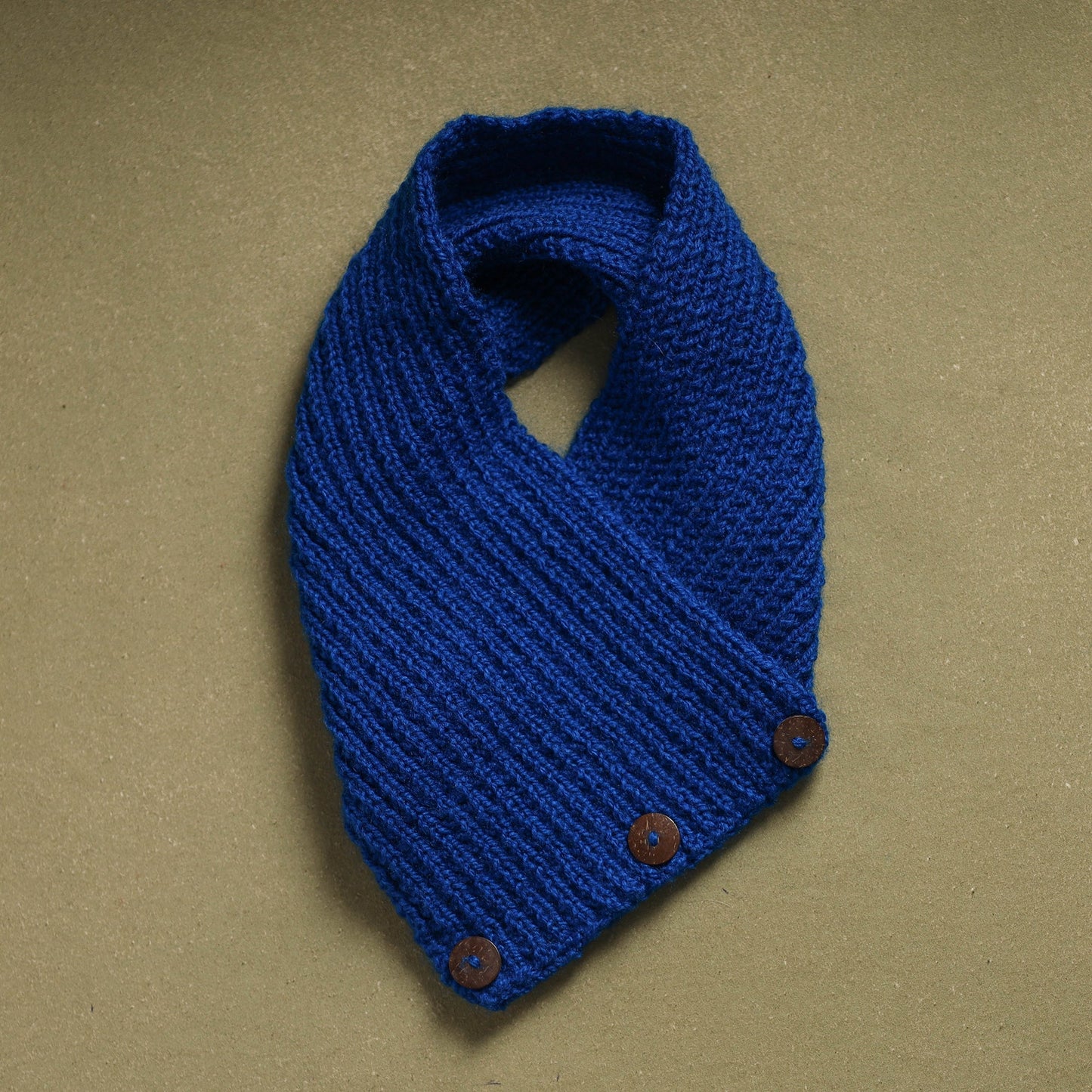 Blue - kumaun hand knitted woollen button cowl 29