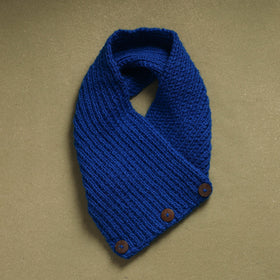 Blue - kumaun hand knitted woollen button cowl 29
