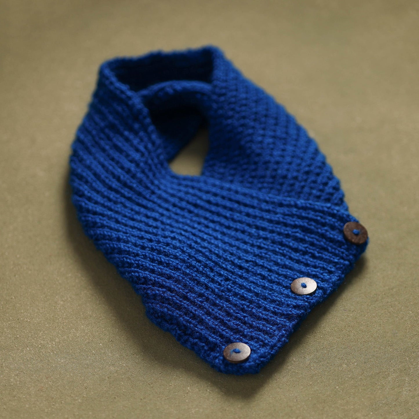 Blue - kumaun hand knitted woollen button cowl 29