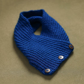 Blue - kumaun hand knitted woollen button cowl 29