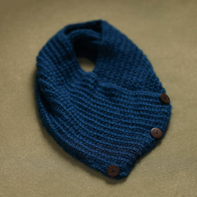Blue - kumaun hand knitted woollen button cowl 30